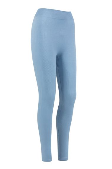 İNDİGO DİKİŞSİZ RİPLİ UZUN TAYT - fotoğraf 2