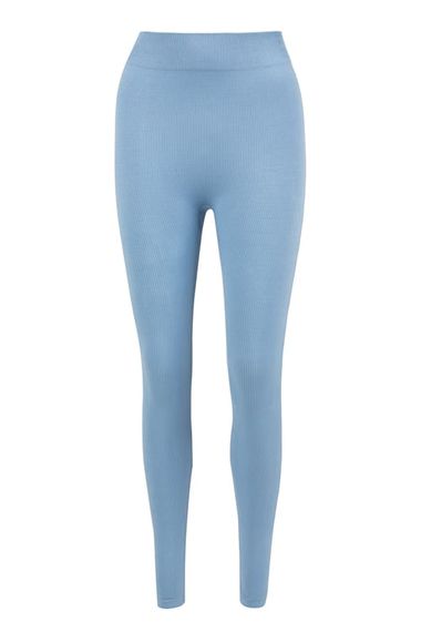 İNDİGO DİKİŞSİZ RİPLİ UZUN TAYT - fotoğraf 1