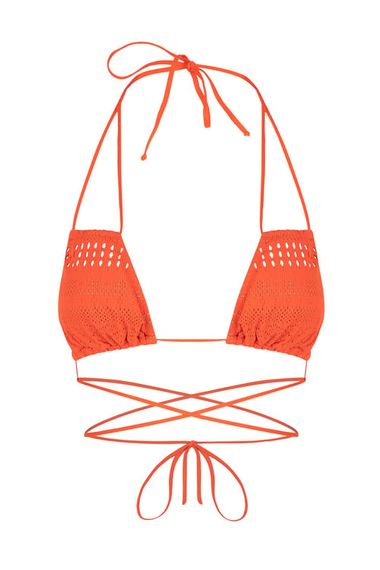 Üçgen Mercan Rengi Bikini Takım - صورة 2