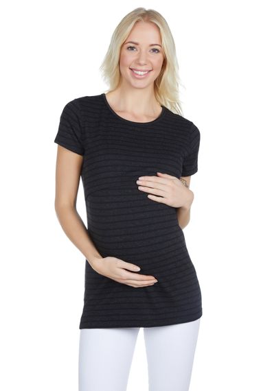 LuvmaBelly 2530 Хлопково-вискозная полосатая футболка для беременных и грудного вскармливания - фото 2