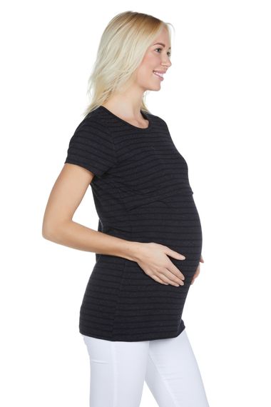 Бавовняна футболка з віскози в смужку LuvmaBelly 2530 для вагітних для годування груддю - фото 3