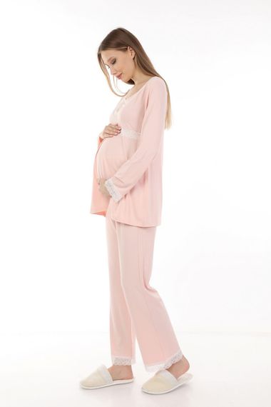 Luvmabelly MYRA9706 Lacy Breastfeeding Maternity Pajama Set - Pink - photo 3