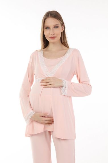 Luvmabelly MYRA9706 Кружевной пижамный комплект для беременных - розовый - фото 4