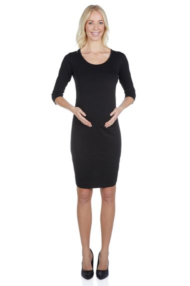 LuvmaBelly Maternity 5301 Plain Black Pleated Maternity Dress - photo 1