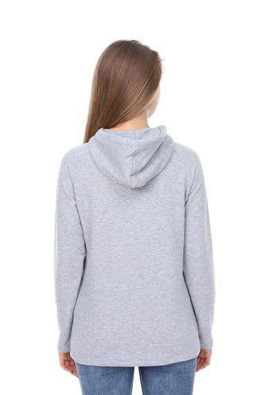 LuvmaBelly MYRA4521 Gri&Gri Parçalı Kapüşonlu ve Cepli Emzirme Sweatshirt - fotoğraf 5