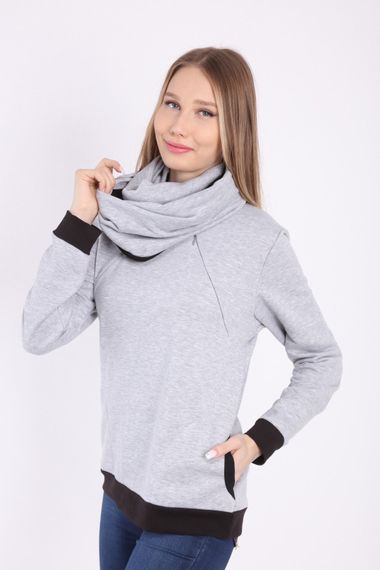 Luvmabelly MYRA4540 Bebek Taşıyıcı Emzirme Özellikli Sweatshirt -Gri - fotoğraf 3