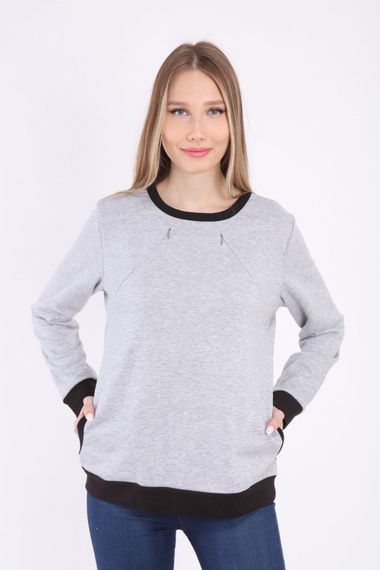 Luvmabelly MYRA4540 Bebek Taşıyıcı Emzirme Özellikli Sweatshirt -Gri - fotoğraf 4