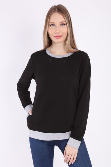 Luvmabelly MYRA4541 Bebek Taşıyıcı Emzirme Özellikli Sweatshirt -Siyah - fotoğraf 4