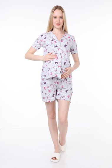 Luvmabelly MYRA9561 Buttoned Piping Maternity Shorts Pajamas Set -Butterfly - photo 1