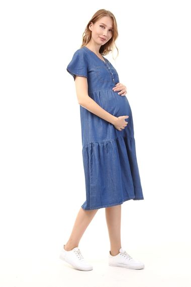 Luvmabelly MYRA5025 - Maternity Dress Jeans With Buttons and Pockets - Blue - photo 3