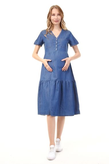 Luvmabelly MYRA5025 - Maternity Dress Jeans With Buttons and Pockets - Blue - photo 1