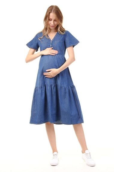 Luvmabelly MYRA5025 - Maternity Dress Jeans With Buttons and Pockets - Blue - photo 2