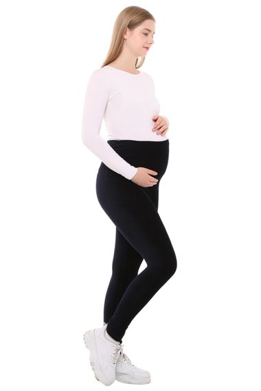 Luvmabelly MYRA8051 Adjustable Waist Winter Velvet Maternity Tights - Navy Blue - photo 2