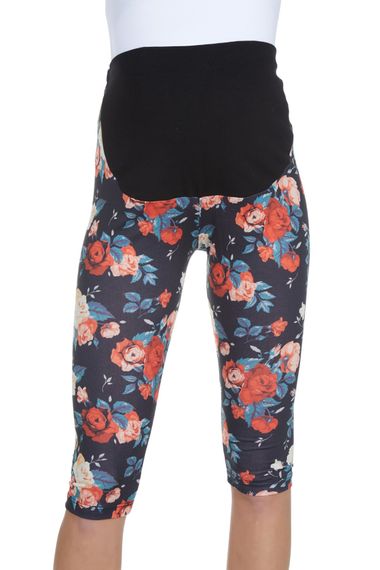 LuvmaBelly Maternity 8018 - Cotton Belly Support Floral Capri Maternity Tights - photo 2