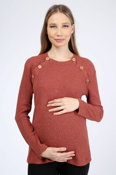 Luvmabelly MYRA4262 Top Button Breastfeeding Maternity Knitwear Blouse - Tile - photo 2