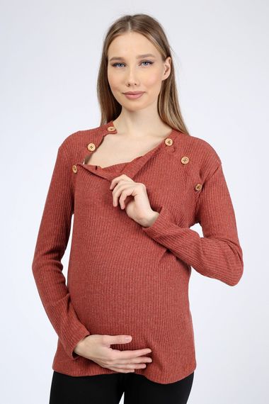 Luvmabelly MYRA4262 Top Button Breastfeeding Maternity Knitwear Blouse - Tile - photo 1