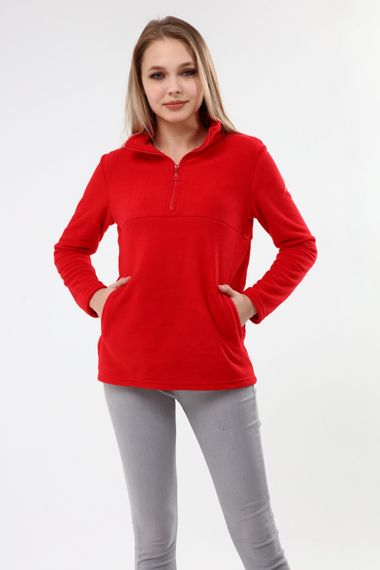 Luvmabelly MYRA4553 Zipper Breastfeeding Fleece -Red - photo 2