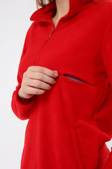 Luvmabelly MYRA4553 Zipper Breastfeeding Fleece -Red - photo 5