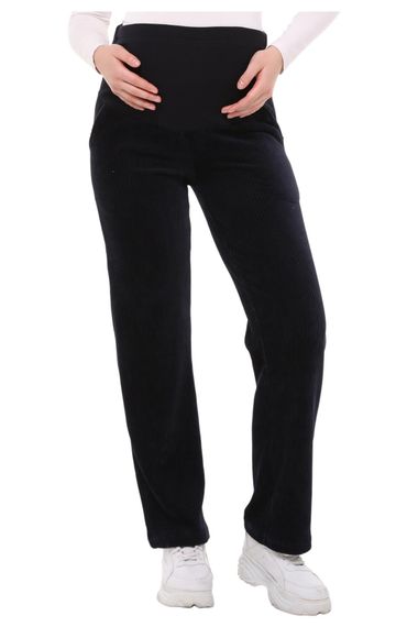 Luvmabelly MYRA8511 Adjustable Waist Winter Velvet Maternity Pants - Navy Blue - photo 3