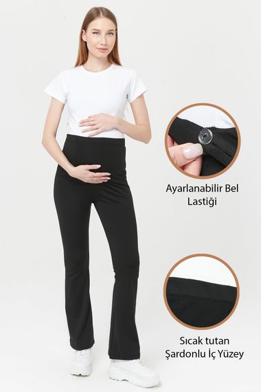 Luvmabelly MYRA8065 Thermal Warm Adjustable Waist Maternity Tights - Black - photo 1