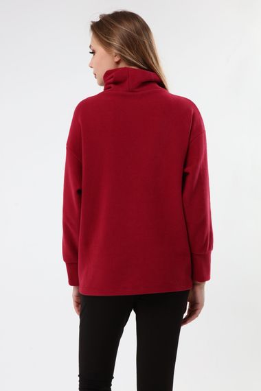 Luvmabelly MYRA4282 Fermuarlı Hamile Sweatshirt -Bordo - fotoğraf 4