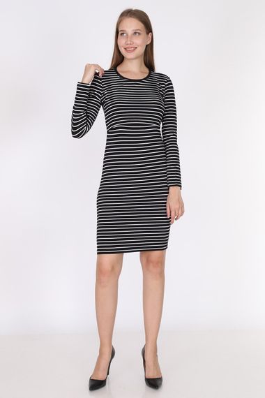 Luvmabelly 5750 - Black Striped Long-sleeved Breastfeeding Dress - photo 2