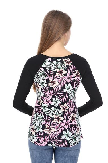 LuvmaBelly MYRA2353 Black Floral Striped Maternity Tshirt - photo 4