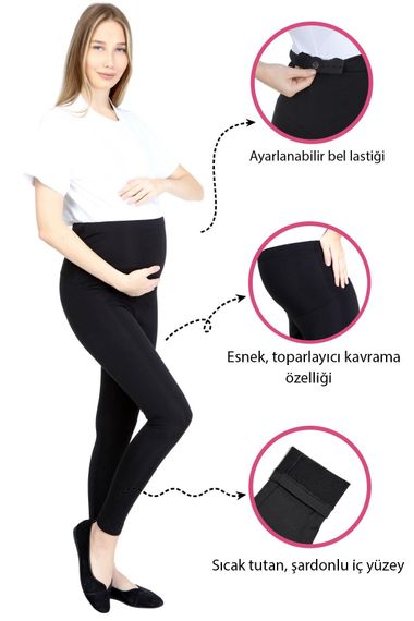 Luvmabelly MYRB8060 Termal İçi Şardonlu Sıcak Tutan Beli Ayarlanabilir Hamile Tayt - fotoğraf 1