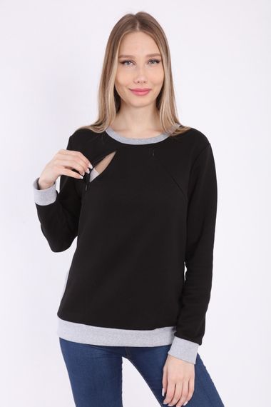 Luvmabelly MYRA4541 Bebek Taşıyıcı Emzirme Özellikli Sweatshirt -Siyah - fotoğraf 2