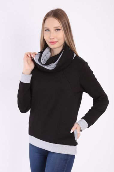 Luvmabelly MYRA4541 Bebek Taşıyıcı Emzirme Özellikli Sweatshirt -Siyah - fotoğraf 3