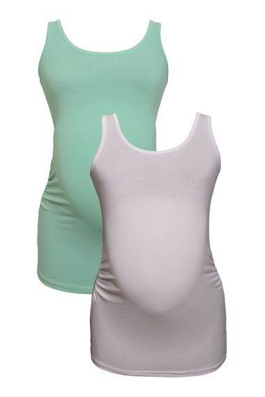 Комплект майок для вагітних LuvmaBelly MYRA1009_1005 з 98% бавовни і 2% еластану, білий та м'ятний, розміри S, M, L, XL