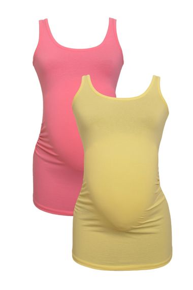 Комплект майок для беременных LuvmaBelly MYRA1004_1006 из 98% хлопка и 2% эластана, 2 шт., цвета: розовый и желтый