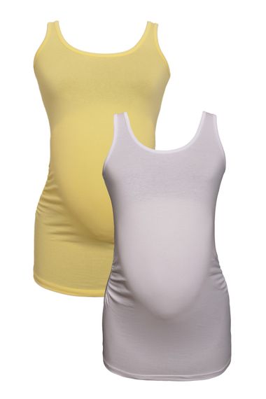 Комплект футболок для беременных LuvmaBelly MYRA1009_1006 из 98% хлопка и 2% эластана, белый и желтый, размеры S, M, L, XL