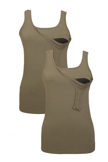Комплект для кормления LuvmaBelly MYRA1506, 98% хлопок, 2 топа, цвет Хаки, размеры S, M, L, XL
