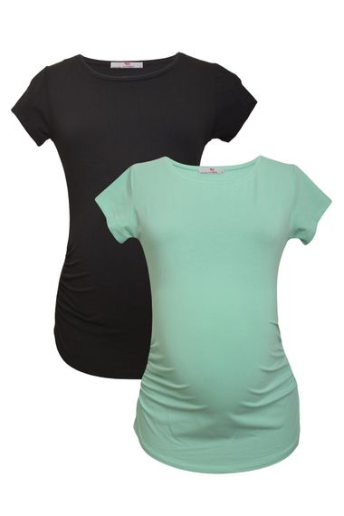 Набор футболок для беременных LuvmaBelly MYRA2009_2014, 98% хлопок, 2% эластан, 2 футболки, цвета: мятный и черный, размеры S, M, L, XL