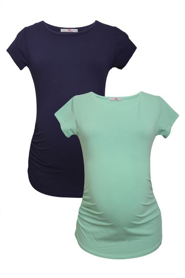 Комплект футболок для беременных LuvmaBelly MYRA2010_2014 из 98% хлопка и 2% эластана, цвет: мятный и темно-синий, размеры: S, M, L, XL