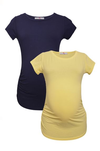 Комплект футболок для вагітних LuvmaBelly MYRA2010_2015, 98% бавовна, 2% еластан, розміри S, M, L, XL, кольори: жовтий та синій