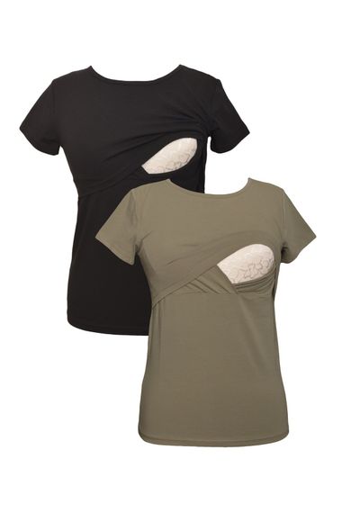 Комплект футболок для годування LuvmaBelly MYRA2501_2505, 98% бавовни, кольори: хаки й чорний, розміри: S, M, L, XL