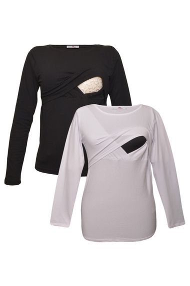 Набор футболок для кормления LuvmaBelly MYRA2701_2708, 98% хлопок, 2% эластан, 2 шт, черный и белый, размеры S, M, L, XL