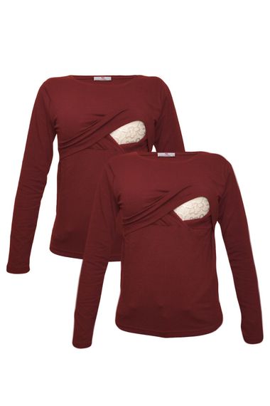 Комплект майок для годування LuvmaBelly MYRA2703_2703 з бордовими кольорами, 98% бавовна, 2% еластан, в складі 2 майки