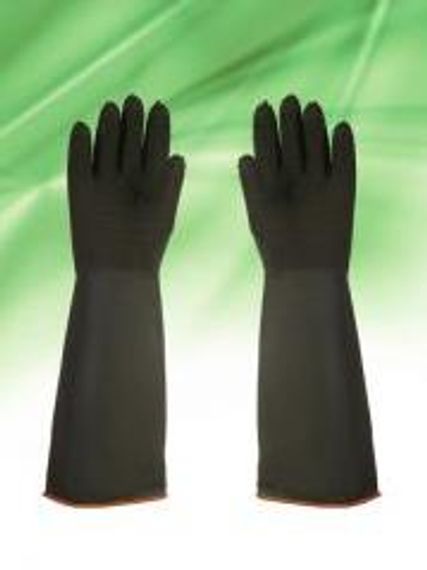 Acid Glove Black Rubber 45 cm (Short RIBBED)