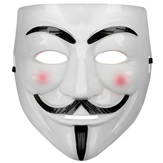 Маска V For Vendetta, белая с розовыми щеками, для праздников, качественный пластик, 25x25 см, с резинкой для удобства ношения