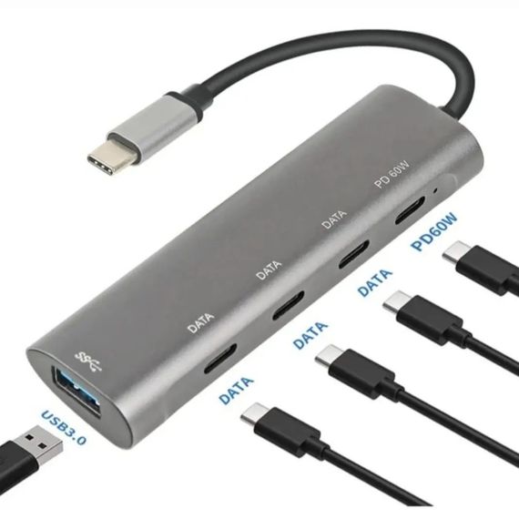 Хаб Skygo Type-C 5 в 1 ZR268 для мобильных устройств, HDMI, USB 3.0, VGA, AUX, быстрая передача данных до 5 Гбит/с, поддержка 4K