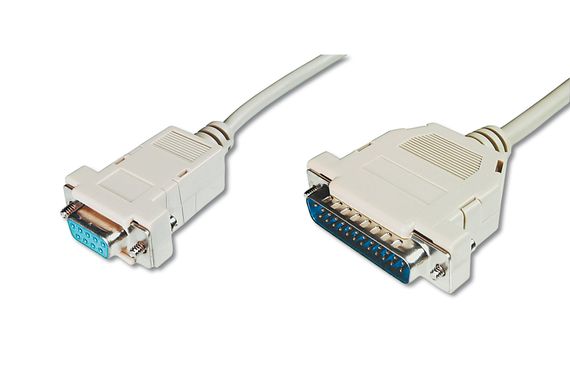 Printer Cable, D-Sub25 Male to DB9 Female, 3 meters, AWG 28, screw