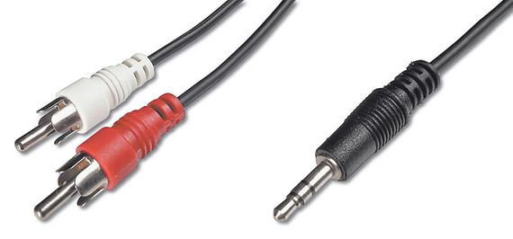 Audio Kablosu, 1 x stereo 3,5 mm erkek  2 x RCA erkek, 2.50 metre