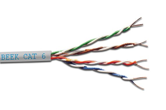 Кабель Beek Cat. 6 U-UTP 23 AWG, LSOH, сірий, 305 метрів, сертифікований за ANSI/TIA-568-C.2 та ISO/IEC 11801 ED.2