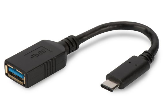 Адаптер USB Type-C OTG, Мужской USB Type-C ↔ Женский USB Type-A, 0,15 м, Super Speed, USB 3.0, черный цвет