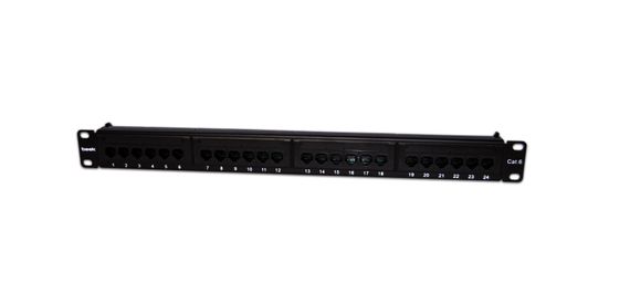 Beek 24 Port Cat6 UTP Patch Panel, 8P8C, Altın Kontak, LSA, 1U, zırhsız/unshielded&lt;br&gt;Beek 24 Port Cat6 UTP Patch Panel, 8P8C, Gold contact,LSA, 1U, unshielded, w.cable holder