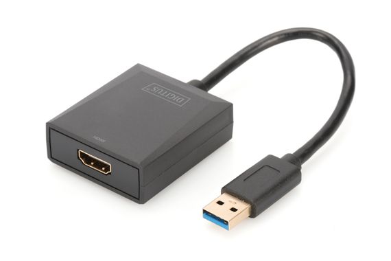 Адаптер Digitus USB 3.0 до HDMI, Full HD 1080p, 3 режими використання, без додаткового живлення, підтримка Windows 10/8/7