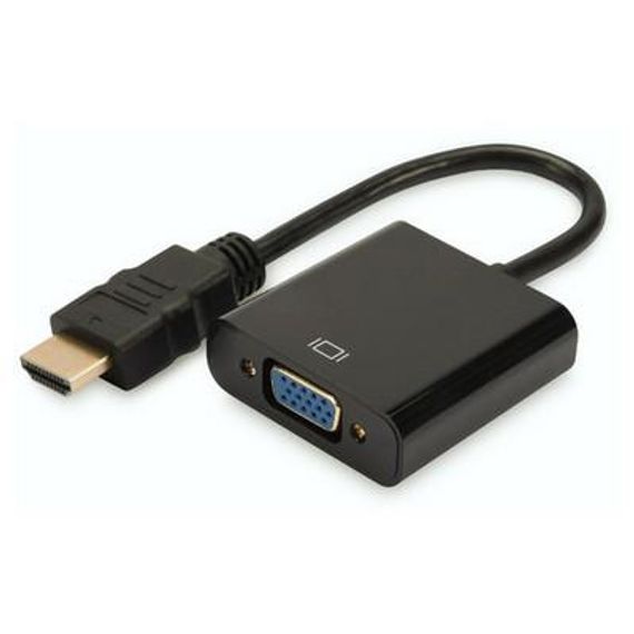 Адаптер HDMI <-> VGA, HDMI A чоловічий, 3,5 мм аудіо жіночий, вихід VGA жіночий, підтримка 10 біт роздільної здатності, чорний